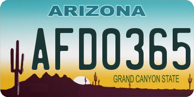 AZ license plate AFD0365