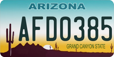 AZ license plate AFD0385