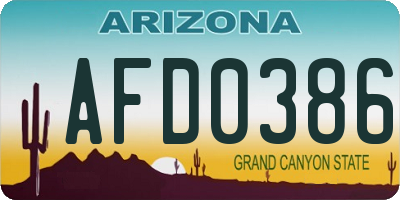 AZ license plate AFD0386