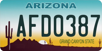 AZ license plate AFD0387