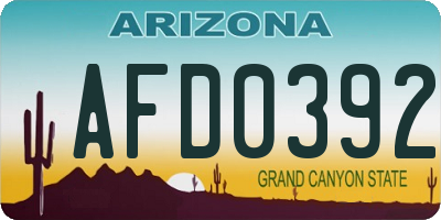 AZ license plate AFD0392