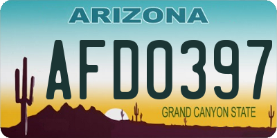 AZ license plate AFD0397