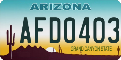 AZ license plate AFD0403