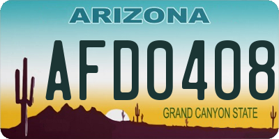 AZ license plate AFD0408