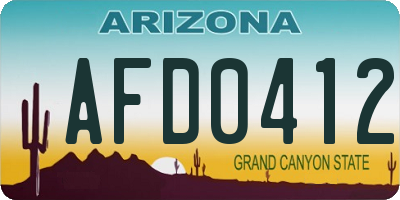 AZ license plate AFD0412