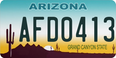 AZ license plate AFD0413