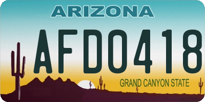 AZ license plate AFD0418