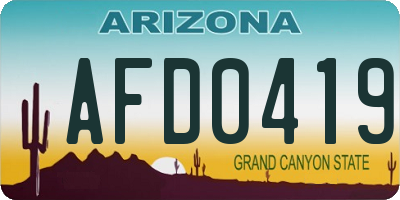 AZ license plate AFD0419