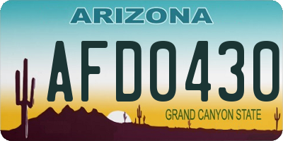 AZ license plate AFD0430