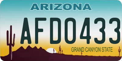 AZ license plate AFD0433