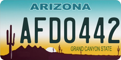 AZ license plate AFD0442