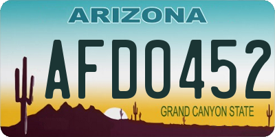 AZ license plate AFD0452