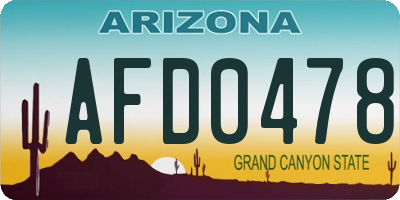 AZ license plate AFD0478