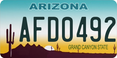 AZ license plate AFD0492