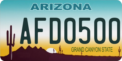 AZ license plate AFD0500