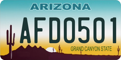 AZ license plate AFD0501