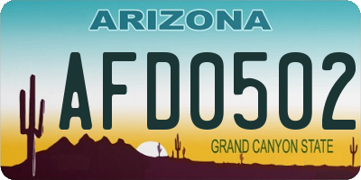 AZ license plate AFD0502