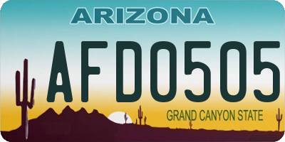 AZ license plate AFD0505