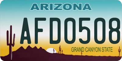 AZ license plate AFD0508