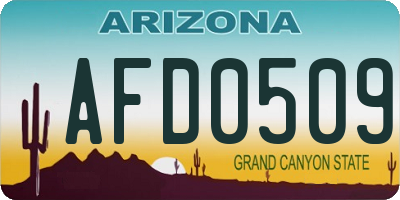 AZ license plate AFD0509