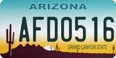 AZ license plate AFD0516