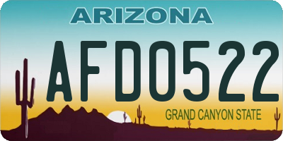 AZ license plate AFD0522
