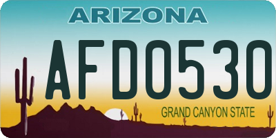 AZ license plate AFD0530