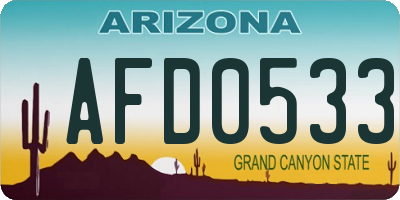 AZ license plate AFD0533