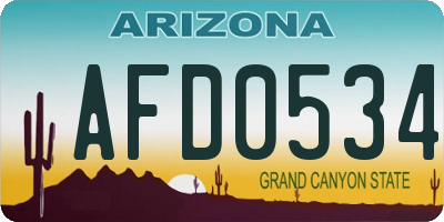 AZ license plate AFD0534