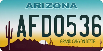 AZ license plate AFD0536