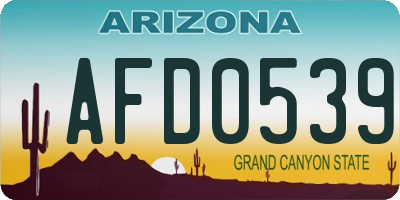 AZ license plate AFD0539