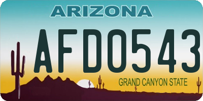 AZ license plate AFD0543