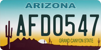 AZ license plate AFD0547