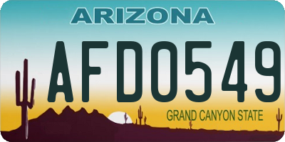 AZ license plate AFD0549