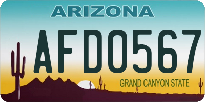 AZ license plate AFD0567