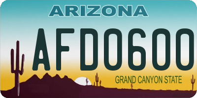 AZ license plate AFD0600