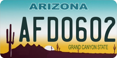 AZ license plate AFD0602