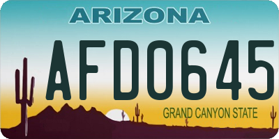 AZ license plate AFD0645