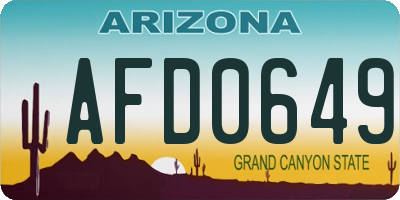 AZ license plate AFD0649