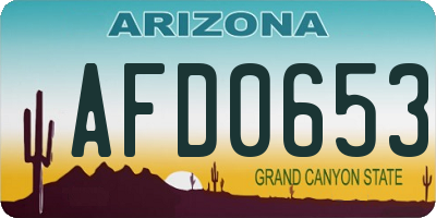 AZ license plate AFD0653