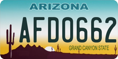 AZ license plate AFD0662