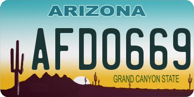 AZ license plate AFD0669