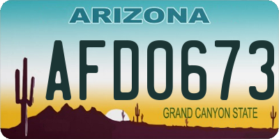 AZ license plate AFD0673