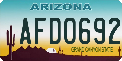 AZ license plate AFD0692
