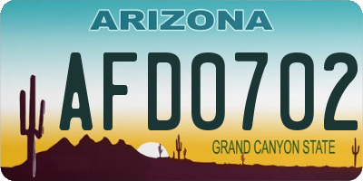 AZ license plate AFD0702