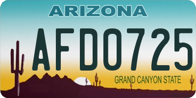 AZ license plate AFD0725