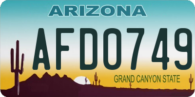 AZ license plate AFD0749