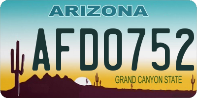 AZ license plate AFD0752