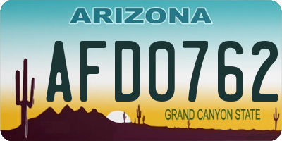 AZ license plate AFD0762