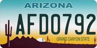 AZ license plate AFD0792